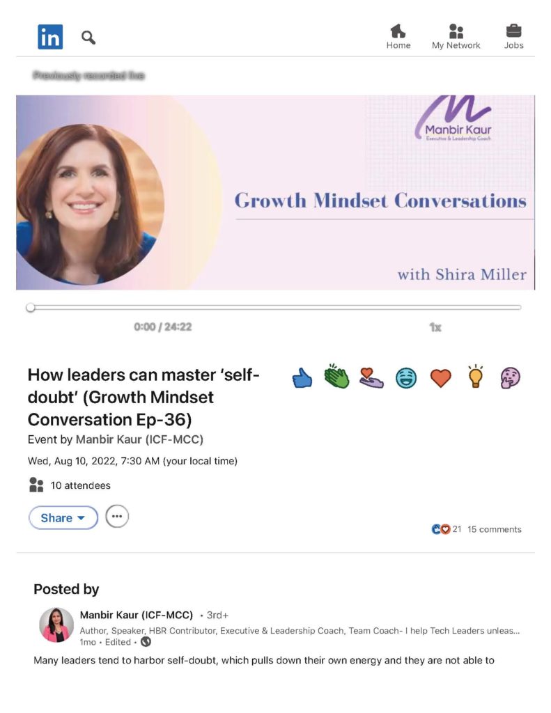 Growth Mindset Conversation- How leaders can master ‘self-doubt’ (Ep-36)