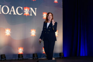 Leadership keynote speaker Shira Miller presenting at a corporate leadership conference